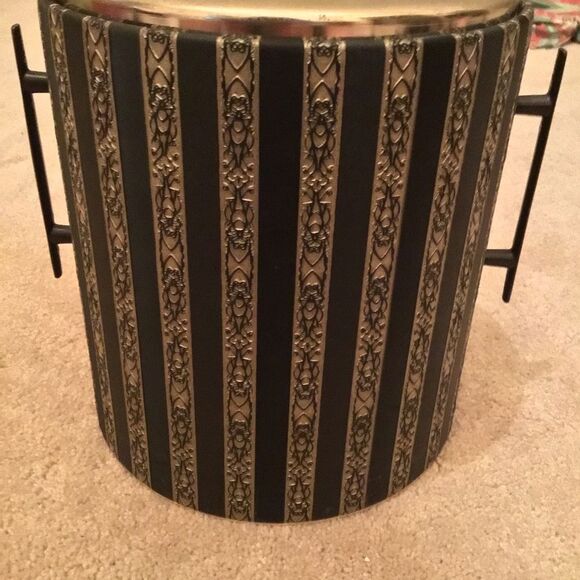 Vintage Black and Gold Striped Retro Ice Bucket - Picture 3 of 5